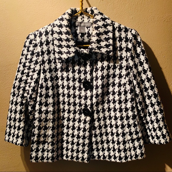 Chunky Knit Black & White Hounds Tooth Jacket 4 - Picture 1 of 8
